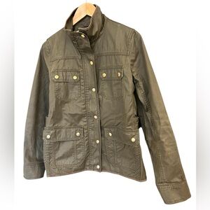 J. Crew S EUC Olive Green waxed barn coat field coat jacket- classic/equestrian